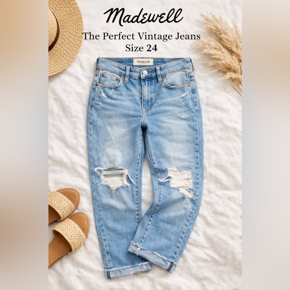 Madewell Light Blue Distressed The Perfect Vintage Jean Skinny Jeans Size 24